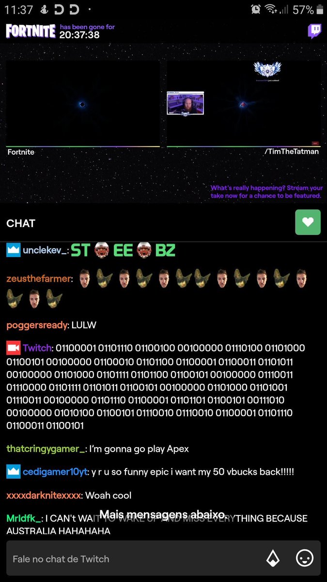 MidaRado's tweet photo. Binäre Zahlen sind auf Twitch im Stream aufgetaucht #Fortnite

via @itsarkheops https://t.co/XPT1eDxDpM