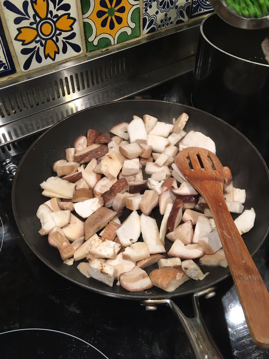 TheRealMattJ's tweet photo. Boletus Edulis #foraging. Egg pasta with said mushrooms, cream, bacon, peas and Parmesan. https://t.co/Qk3oWgit8T