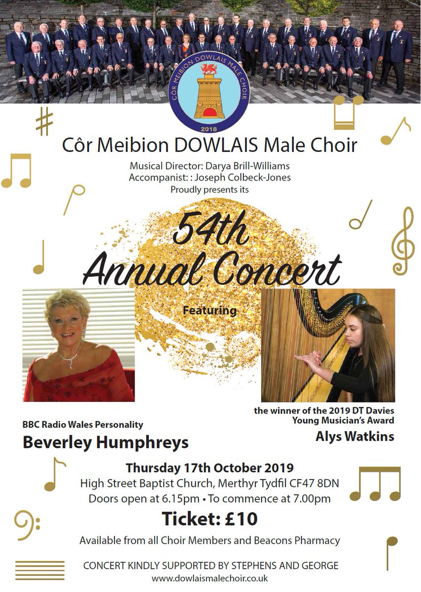 A reminder that our Annual Concert with @worldofmusicBBC &amp; harpist Alys Watkins, is taking place at High Street Baptist Church, Merthyr this coming Thursday! Don’t miss what promises to be a great night of music, song and story telling! Tickets will be available on the door!