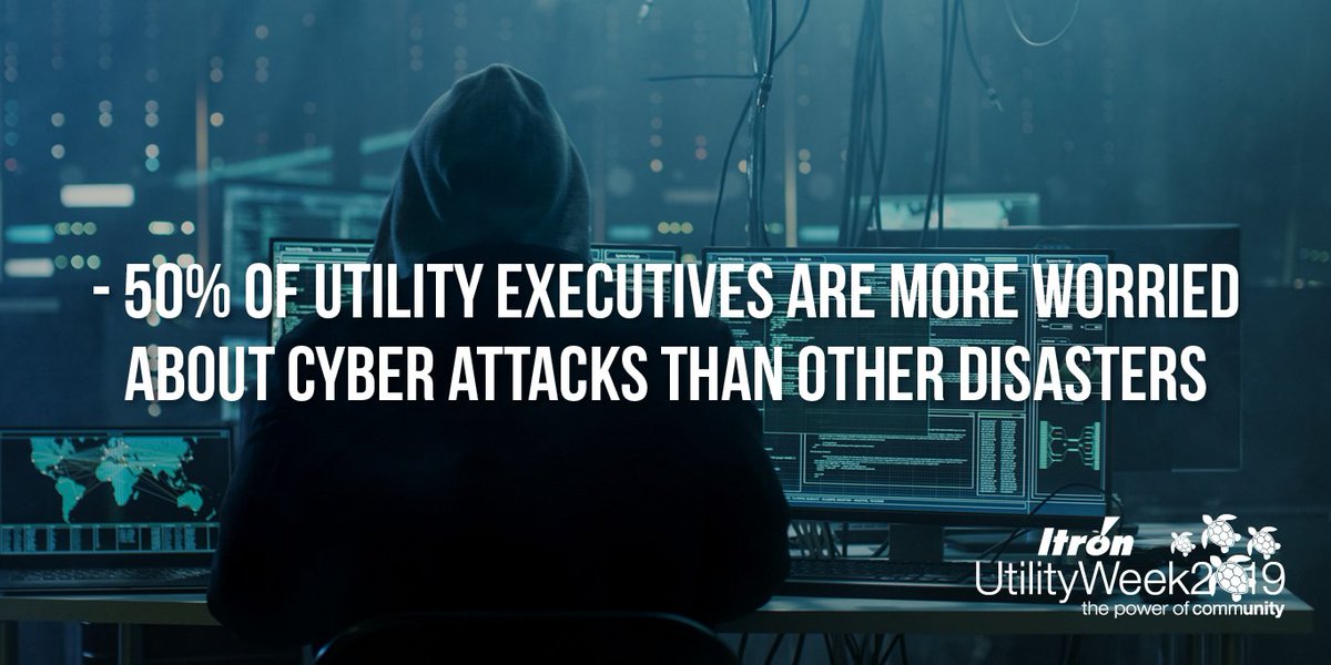 ItronInc's tweet photo. Interested to see the results of this poll. The #ItronInsight Report found that 50% of utility executives are more worried about #cyberattacks than any other disaster. #ItronChat #IUW19 https://t.co/eAvW42jtYL