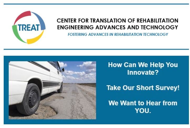 CenterTREAT's tweet photo. In TREAT’s Fall 2019 News: Help us help you by taking our survey, TREAT wins $50K SBA award, MyQuest awarded TREAT capstone sponsorship, RehabWeek Round Up, and New Pilot Project Grant awardee. 
https://t.co/iqTA44XvaC https://t.co/pD3geZ76UG