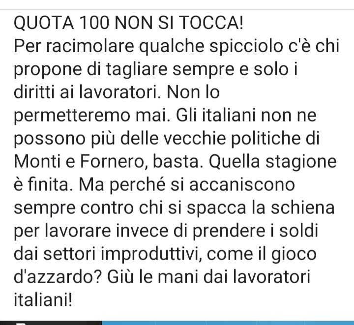 NapolitanoIda's tweet photo. Quota 100 non si tocca! RENZI attaccati al tram. https://t.co/XKV50hKgxH