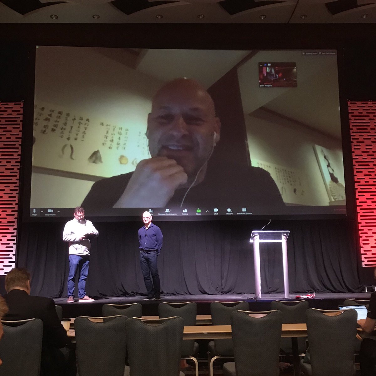 pbmumbles's tweet photo. Stoked to be watching a true moment in #blockchain live with the @Kaleido_io gang! @ethereumJoseph and @JerryCuomo sharing a stage, talking #allthingsopen in the evolution of #ethereum and #fabric (both now members of the @Hyperledger family) https://t.co/jgJJFmWaXJ