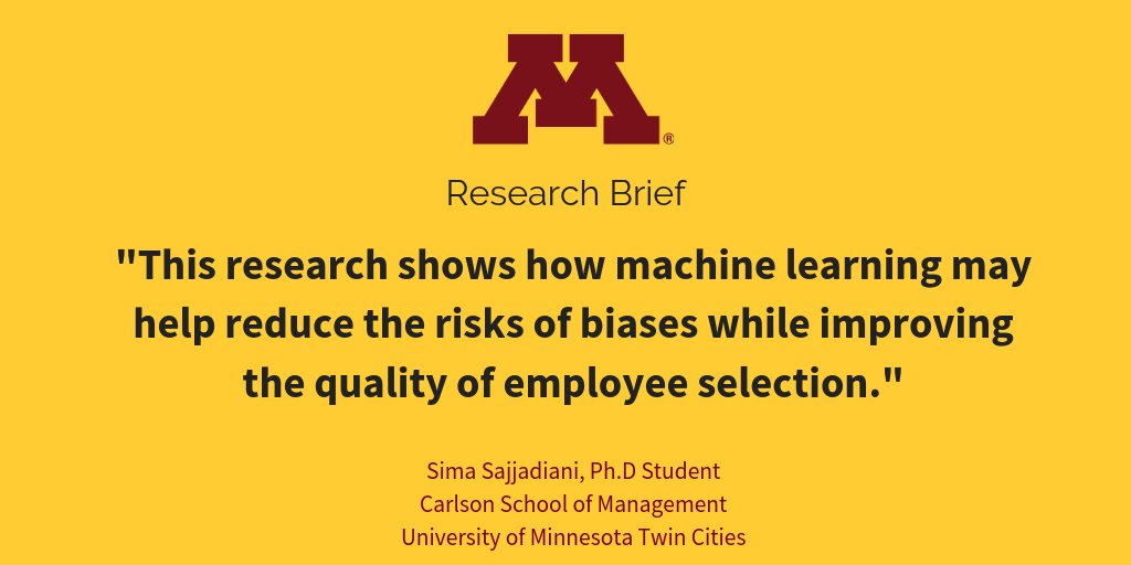 UMNews's tweet image. #UMNResearch Brief: Should we use machine learning and AI to recruit for jobs? Researchers in @CarlsonNews answered this question! z.umn.edu/4ol2