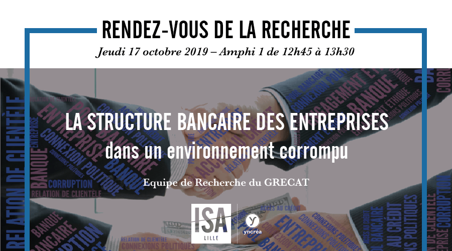 junia_isa_lille's tweet photo. 🏦Ce jeudi, notre équipe de #recherche du #GRECAT exposera ses travaux sur "la structure bancaire des entreprises dans un environnement corrompu".  #finances >Rdv ce jeudi 17 oct, 12h45-13h30 à l'ISA. Les rdv la Recherche sont ouverts à tous. En savoir + https://t.co/m47YPzWET7 https://t.co/QjkziCtNXD