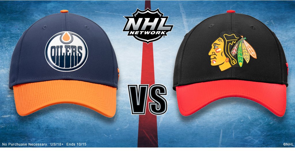 NHLMedia's tweet image. We want you to do two things:

1. Watch the @EdmontonOilers take on the @NHLBlackhawks (happening right now!!).

2. RETWEET for a shot at a $50.00 shop.nhl.com gift code, which is enough for a @Fanatics Draft cap! Rules: atnhl.com/2jfZkV2