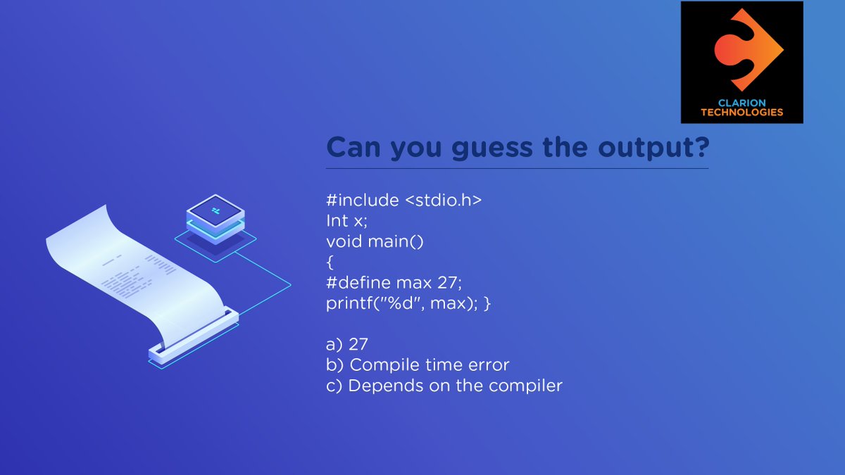 Clarion_Tech's tweet image. Coding gurus, here’s your chance to step up your coding skills. Suggest your answer in the comment section.
#CodingIsFun #Coding #DevelopersCommunity #Coder