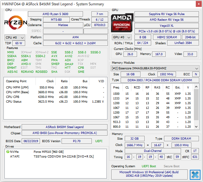 Chihiro_2018's tweet photo. ■GamingPC
#AMD Ryzen 5 3600
#Sapphire Radeon Vega 56
#ASRock B450M Steel Legend
#ESSENCORE KM4Z16GX2A-3000
#Corsair Force MP510 960GB
#Samsung SH-222AB
#Intel EXPI9301CT
#Thermalright Macho X2
#Thermaltake TR2 700W GOLD
#Fractal Design Focus G Mini
#お前らのpcスペック晒していけ https://t.co/JYRTPgXaGh
