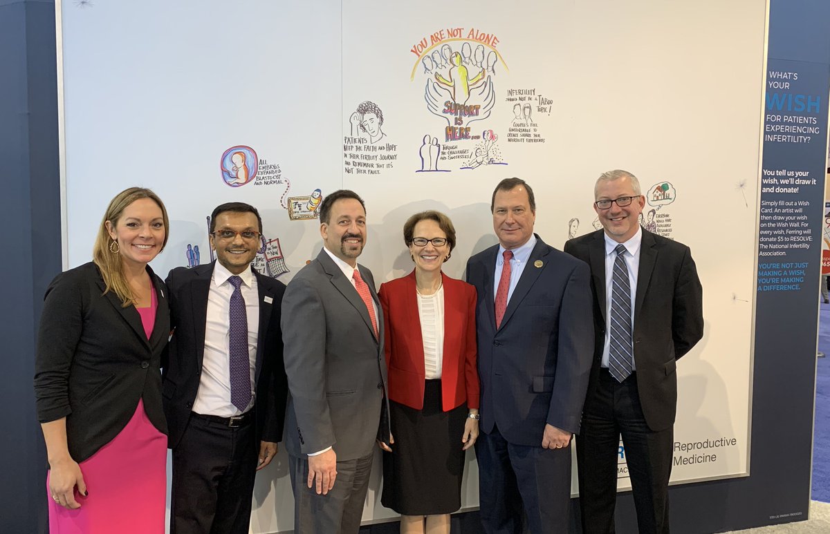 FerringUSA's tweet photo. We were thrilled to have Dr. @PNSchlegel and other @ReprodMed leadership, Drs Catherine Racowsky and Hugh Taylor, stop by to make a wish on our wishing wall. Come to both 1313 to see their wishes and make one of your own! We will donate $5 to @ResolveOrg for every wish. #ASRM2019 https://t.co/lZx53Qs6Jl