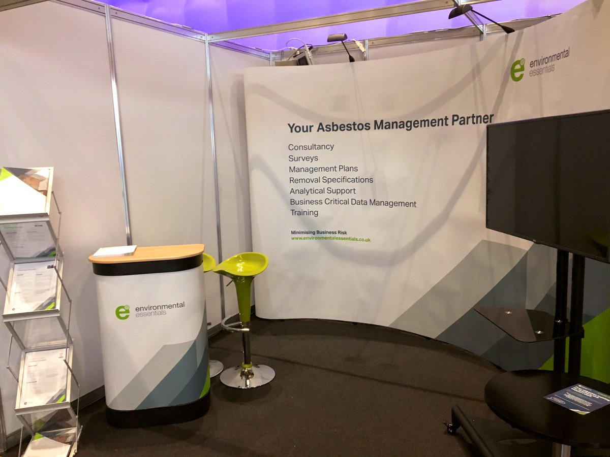 environmentales's tweet photo. Setting up in readiness for the @EduEstates exhibition in Manchester tomorrow and Wednesday. If you are attending pop along to stand C23 for a chat to see how we can help you. You may just win some free training and a bottle of bubbly.
#educationestates #environmentalessentials https://t.co/gzx8sOj0Cy