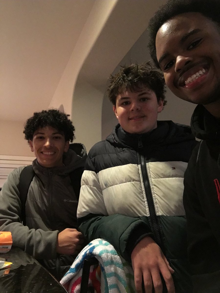 Christian, Morghan and Zack after a long day of fun!! 
Pizza🍕 +
Movies 🎥 +
Swimming 🏊‍♀️ +
Your buddy
= a great day 💯