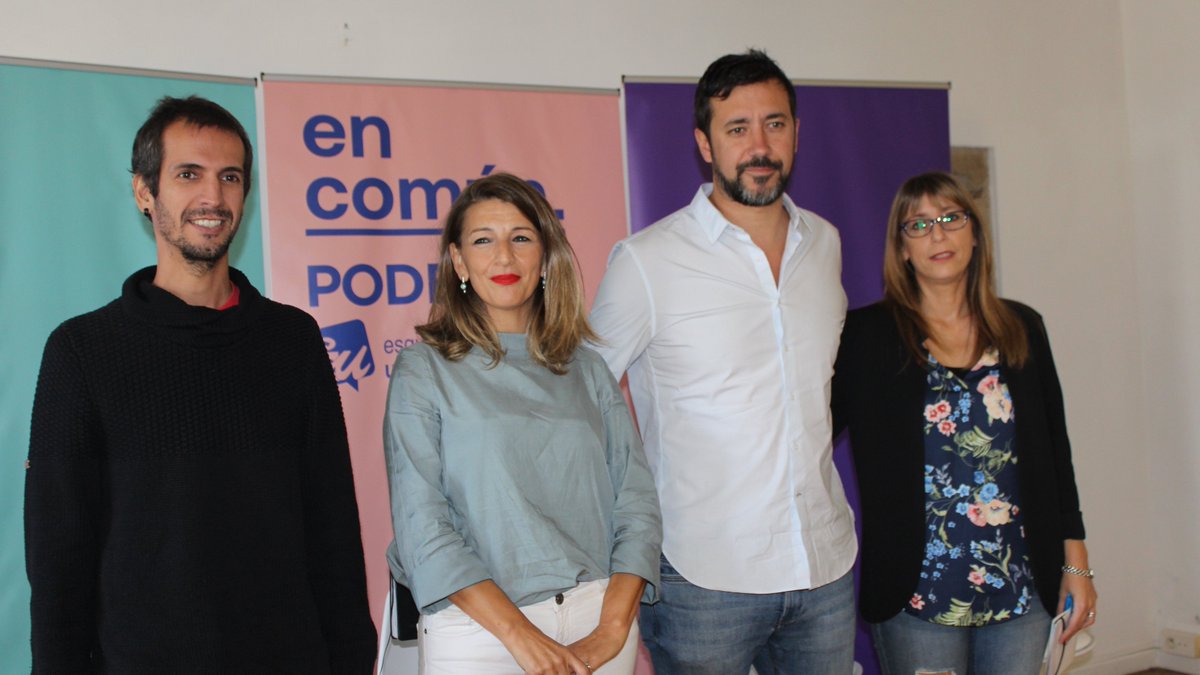 EsquerdaUnida's tweet photo. ❤️💜💚 Esta mañá presentamos a candidatura de @EnComun_Gal para as vindeiras eleccións xerais #10N, baixo o lema: #ContaconNós e da man de @Yolanda_Diaz_, @AntonGomezReino, @Vanessa_Somoza e @david_bruzos. https://t.co/WPFLPfC4PG