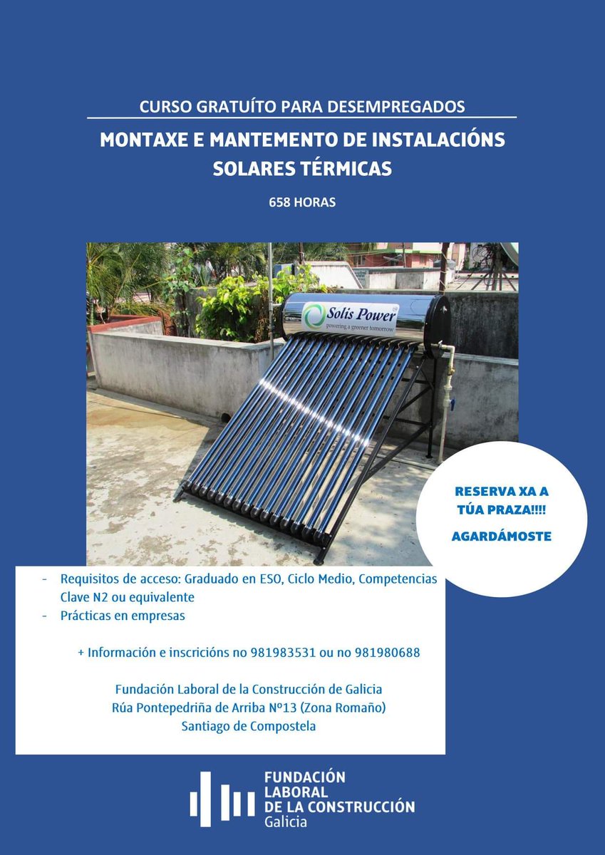 estanflacion's tweet photo. Curso de Instalacións Solares Térmicas @FLC_Empleo. #iolab19 https://t.co/NRAhCo8Cyf