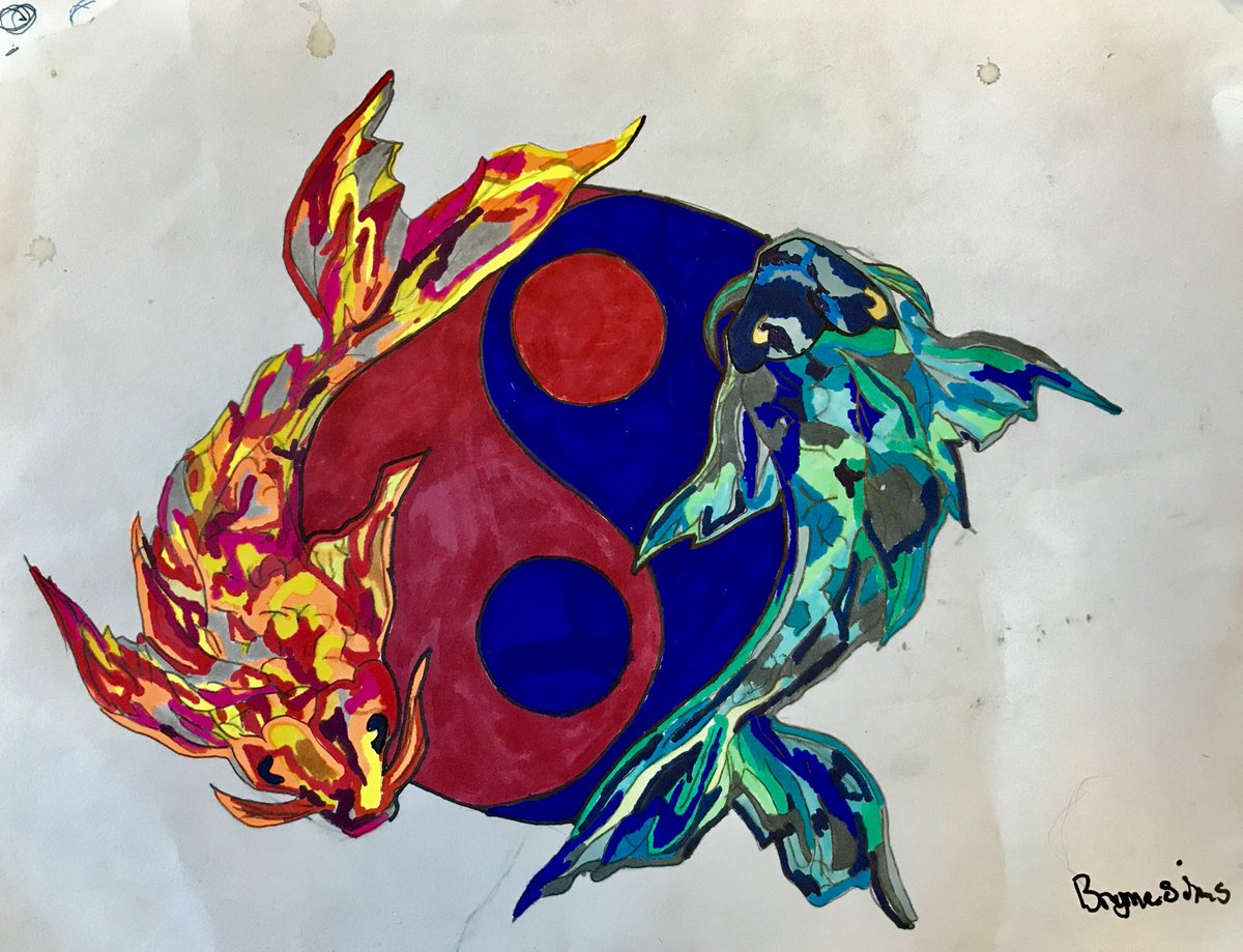 8th grader Brynna Simms has been working hard on her art since last year. She always takes her time, refines her sketches and gives her best effort. This Yin Yang turned out incredible! #STMSpride #weareltusd #STMS