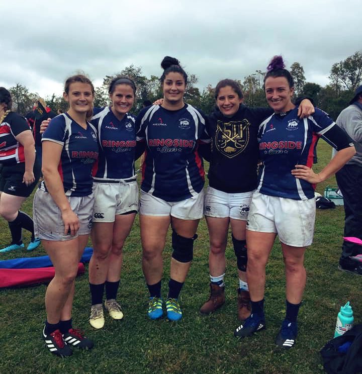 These amazing ladies put up the points for #BWRC this past Saturday against Pittsburgh!

From left to right: Our Captains Chelsea (1) and Jenna (2 conversions), Kat (1), Nicole (2, 2 conversions), and Asha (1)