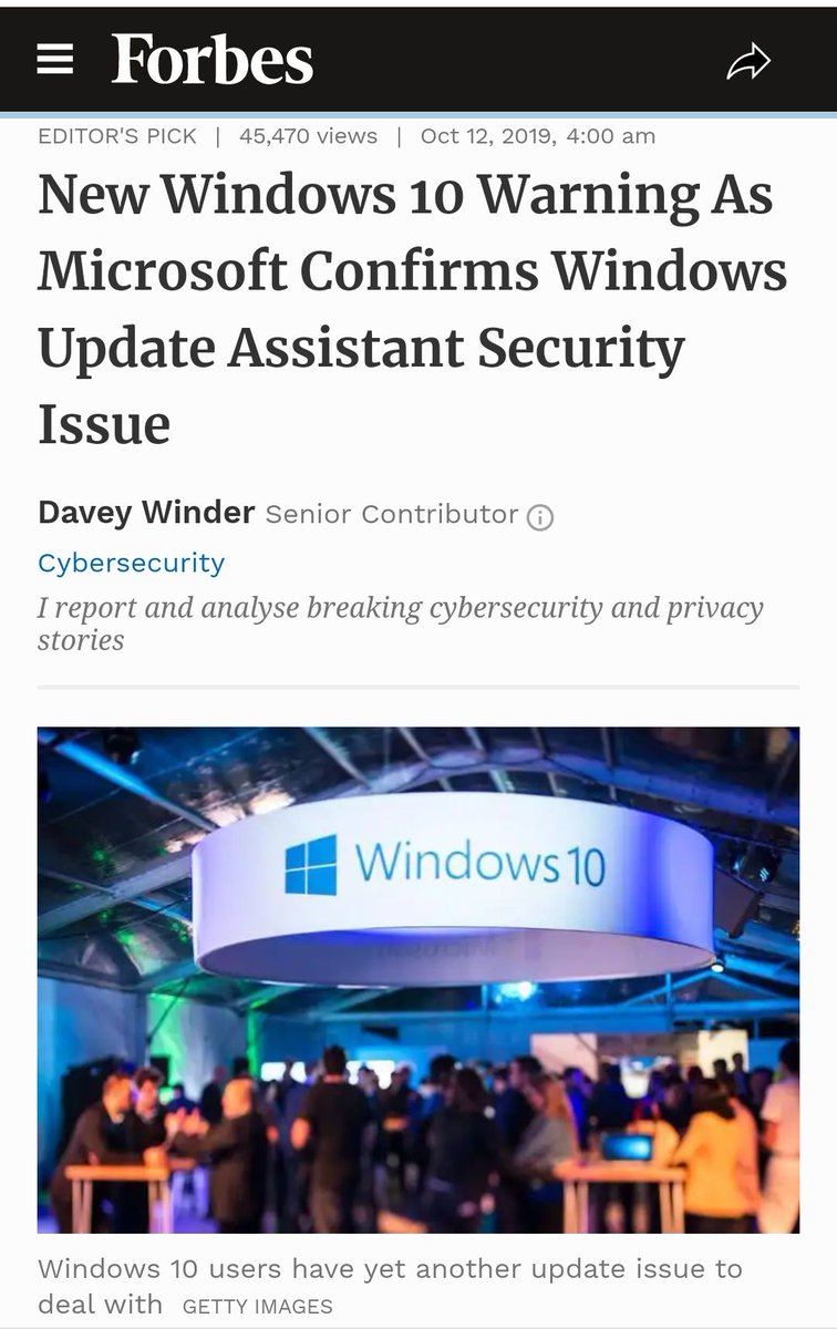 Calculated_Comp's tweet photo. via #Forbes #New #Windows10 #Warning as #Microsoft #Confirms #Windows #UpdateAssistant #Security #Issue
#CalculatedComputers #TechNews #Technology #WindowsUpdate #Privacy #Unsecure #Linux #Switch2Linux #SwitchToLinux #Ubuntu #LinuxMint #ZorinOS https://t.co/uCPcP8Udh1
