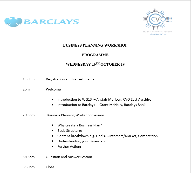 CVOEA's tweet photo. We are hosting a business planning session in conjunction with Barclays Bank. Contact lucy.gordon@cvoea.co.uk to book your place https://t.co/k5DWOzWFnA