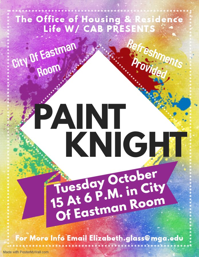 Mga_Res_Life's tweet photo. Tomorrow Night, on the Eastman campus !!! Refreshments WILL be provided! https://t.co/OkM99rM6vT