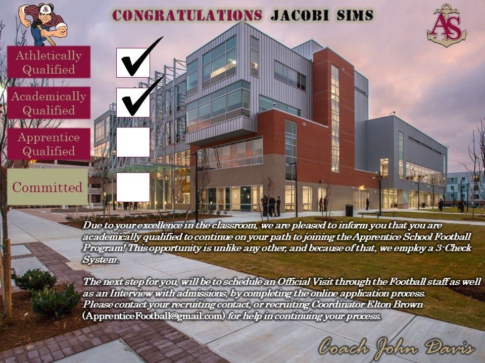 Jacobisims2's tweet photo. Blessed to receive my 2nd #ASCheck from the Apprentice School.  Excited to explore my potential debt-free six figure future as a #20KBuilder #ChaseACheck @ApprenticeHFC @therrellfball @GARecruiting @RecruitGeorgia @BigFaceSportss https://t.co/73MqXUUvd4