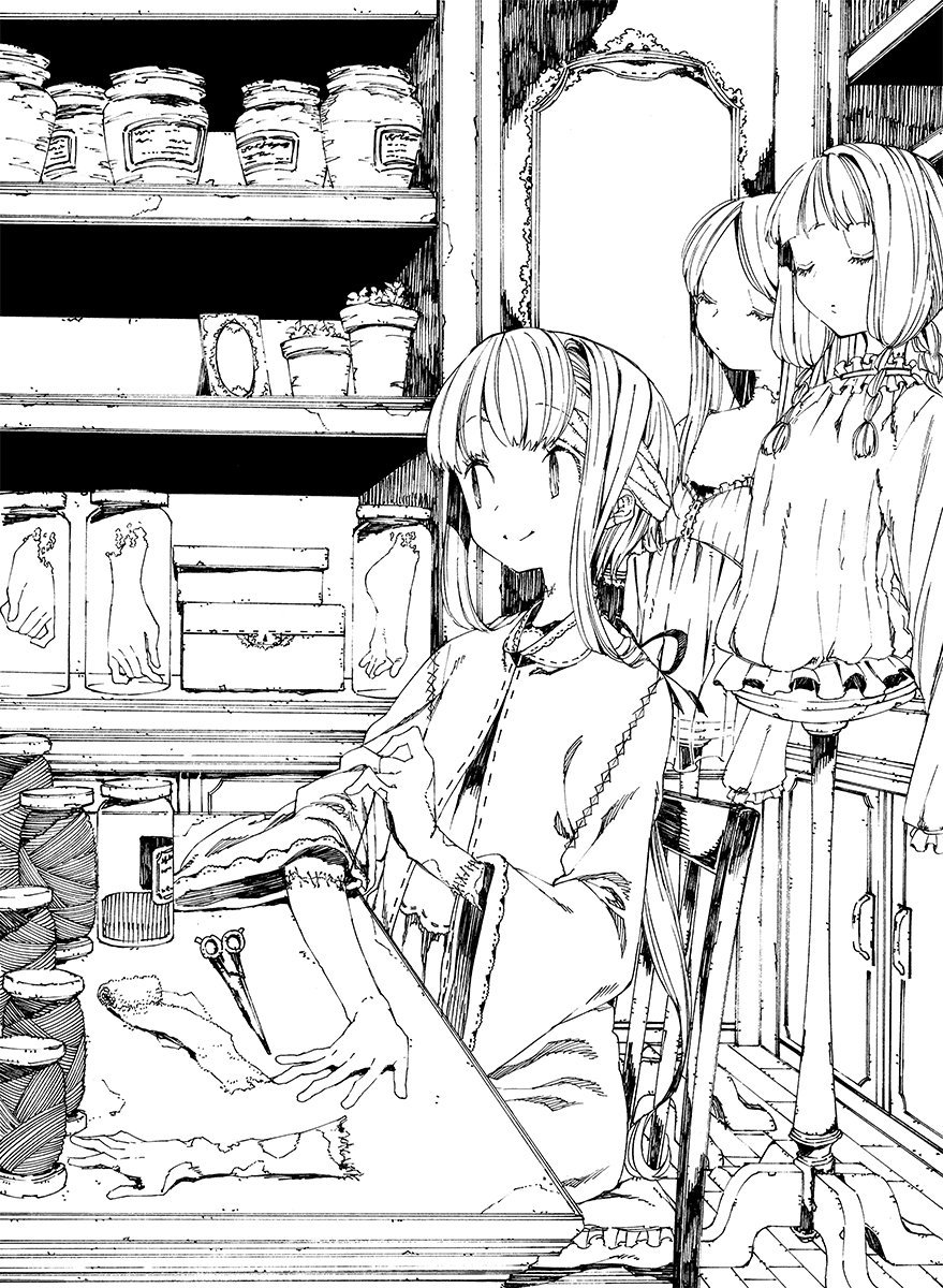 昔描いた創作系同人のゲスト原稿の線画があった 