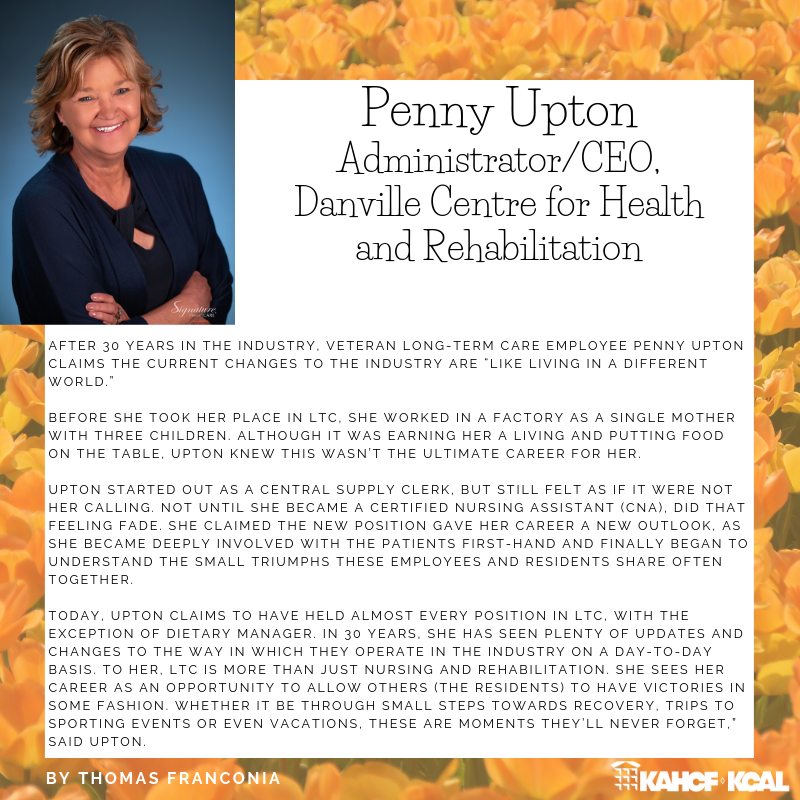 Kentucky_CARE's tweet photo. Meet Penny Upton, administrator/CEO for the Danville Centre for Health and Rehabilitation #KAHCF #MemberSpotlight #PositiveStories https://t.co/Rd2Bn3EgaD