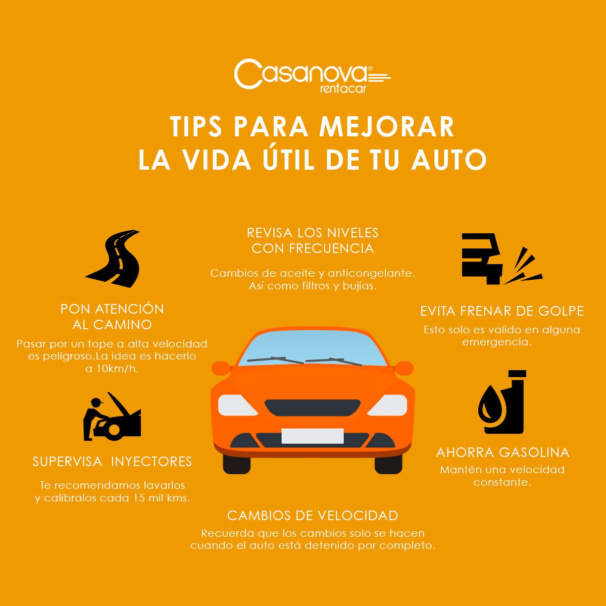 CasanovaRentCar's tweet photo. Te compartimos estos #CasaTips para que mejores la vida útil de tu auto. 🤗🚕 https://t.co/1CeUPHOFYO