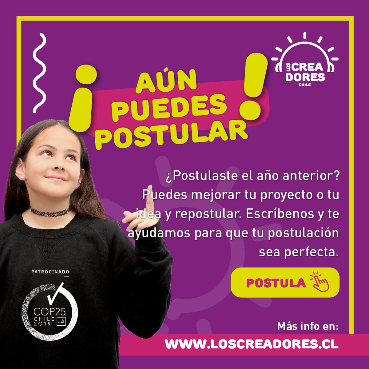¿Participaste el 2018 un proyecto que ayudaba al planeta 🌎? Este año queremos ver 👀 nuevamente esa idea! Todavía tienes tiempo para participar y ser nuestro embajador en Boston ✈️
Postula en 🌐 loscreadores.cl
#PiensaDigital
#TiempoDeActuar
#TalentosParaElMundoDigital
