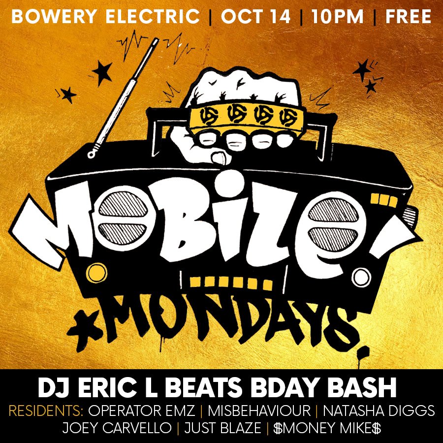 fusicology's tweet photo. Tonight NYC #MobileMondays DJ Eric L Beats, Just Blaze, Joey Carvello, Natasha Diggs & Operator EMZ @boweryelectric https://t.co/6RG8CqTZP3 #JoeyCarvello #OperatorEMZ #NatashaDiggs #DJEricLBeats @mobilemondays @joeycarvello @OperatorEMZ @natashadiggs @JustBlaze @djmisbehaviour https://t.co/cInuQpQSlG
