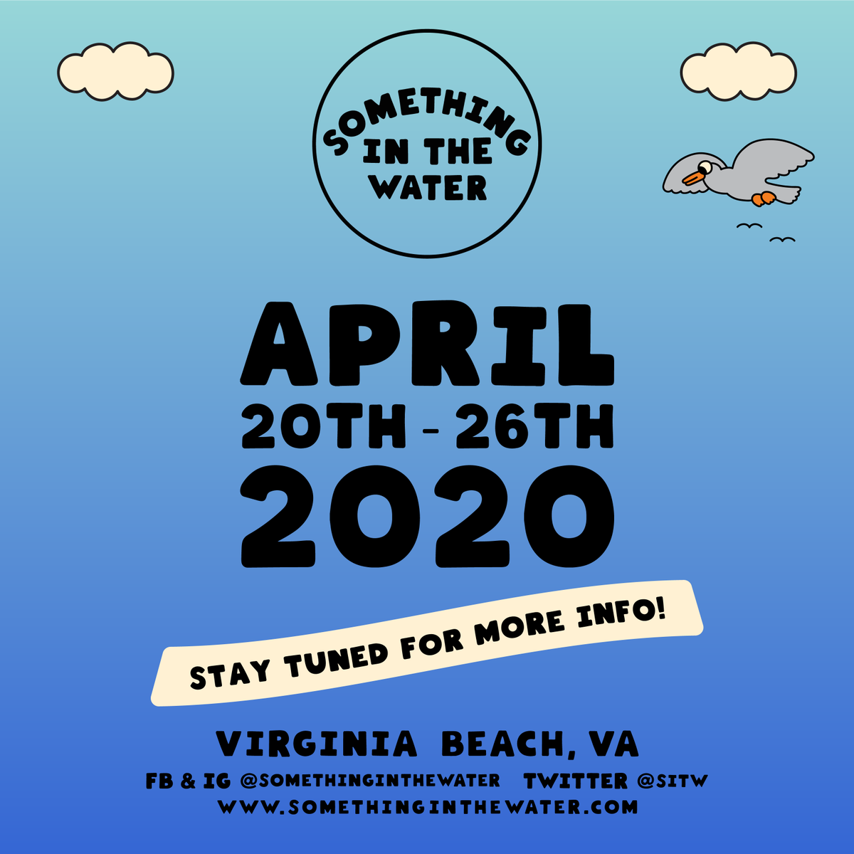 sitw's tweet image. BACK FOR 2020. SAVE THE DATE. #SITWfest 🌊🌊🌊