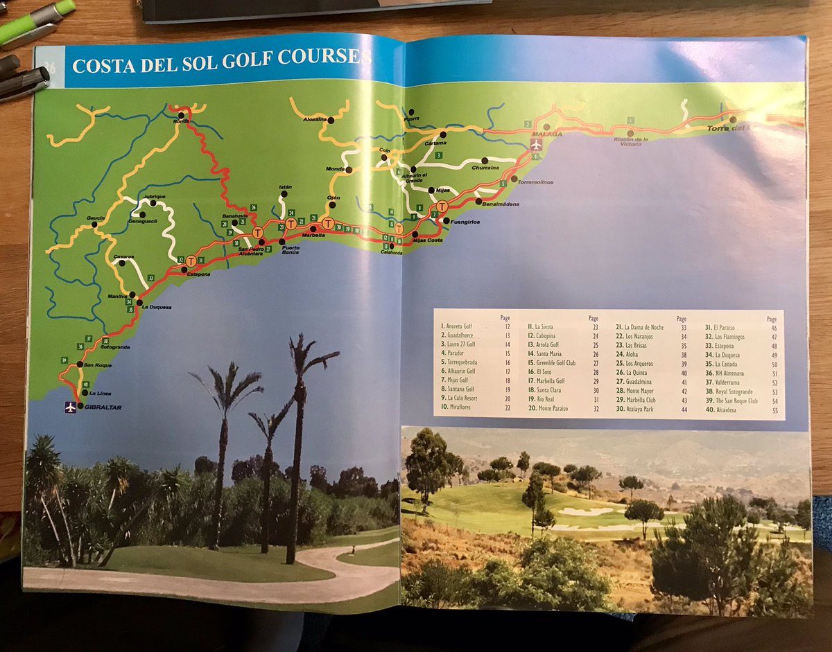 golfguidehq's tweet photo. Where it all began #CDSGG edition Large stapled paper edition Cover feature @SantaMariaGCC Wow Monarch airlines course guides &amp; Map of the coast @GolfinAND @viveandalucia @vivecostadelsol @SantanaGolf @SanRoqueClub @MijasGolfClub @LaCala_Resort @CabopinoGolf @marbellagolf https://t.co/qOvgURYOVr