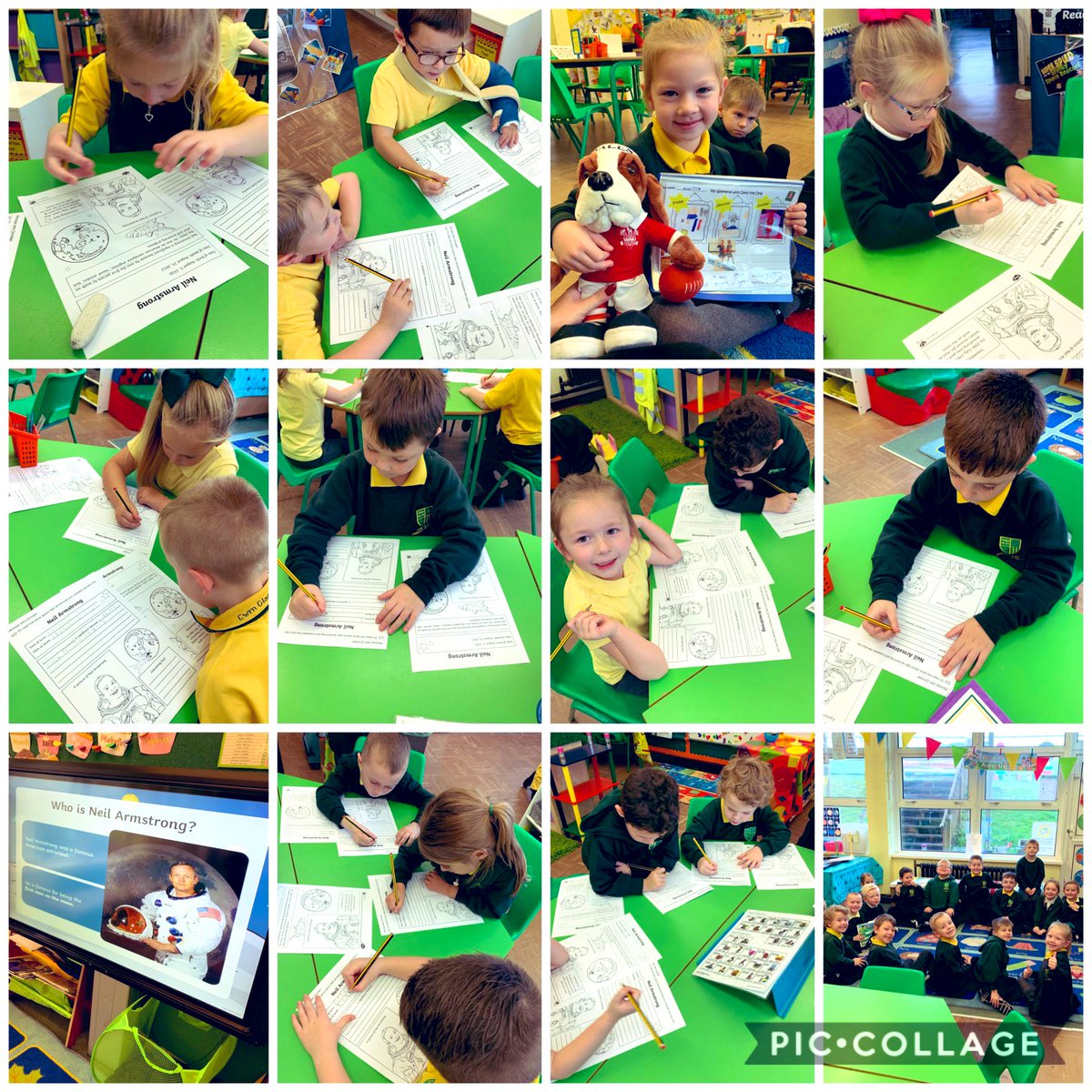 CGPrimary's tweet photo. Class 3 have had a busy Monday! We’ve had certificate assembly, circle time with Dewi &amp; then we learnt all about Neil Armstrong and created a fact file! #CGPLLC #CGPKUW #CGPPSE 🌟✏️🚀 https://t.co/ORTbIW13od