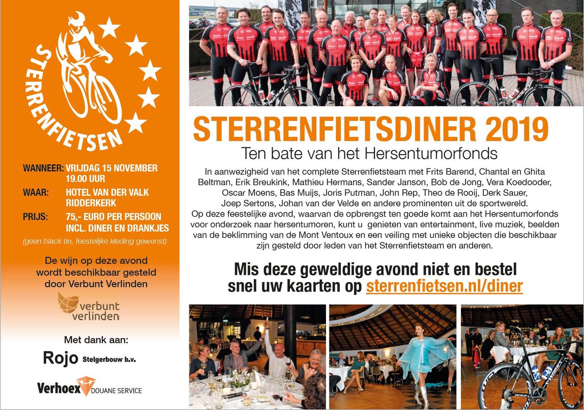 Ons jaarlijkse Sterrenfietsdiner is op 15 november in Hotel Van der Valk in Ridderkerk. Het belooft weer een bijzondere avond te worden. En jij kunt daarbij zijn. Bestel kaarten op sterrenfietsen.nl/diner