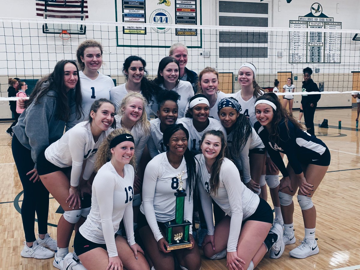 FHSvarsityvball's tweet photo. ya girls brought home some hardware this weekend! 
groves 2019 tourney champions🏐  #falconpride https://t.co/aaSvSqJdVc