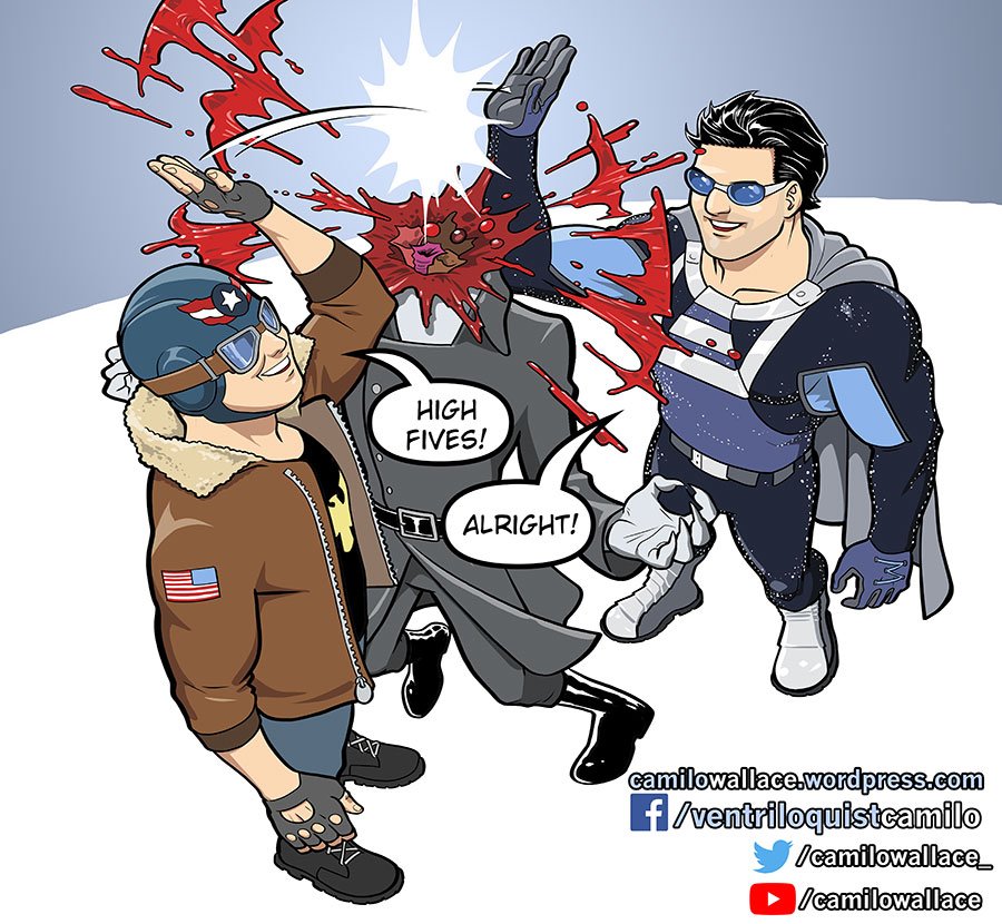 CamiloWallace_'s tweet photo. High fives @AbacusMike !!!

#camilowallace #lonestar #superhero #fightforwesterncivilization #comics #indiecomics #christiansincomics #movetheneedle #highfives #americanflag https://t.co/NPiS03CIF8