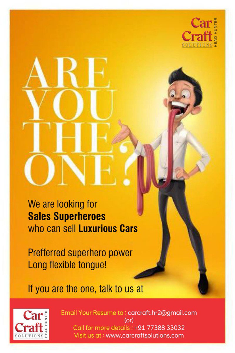 carcrafthr's tweet photo. #UrgentOpenings in #AutomobileDealership
■Sales Consultant / DSE
Salary: upto 25,000/- per month
Location: South Mumbai
Call Urgently on 7738833032 & schedule your interview or you may apply on carcraft.hr2@gmail.com
Best regards,
#CarCraftSolutions
https://t.co/8zmlusCorm https://t.co/1g5F0XBnyj