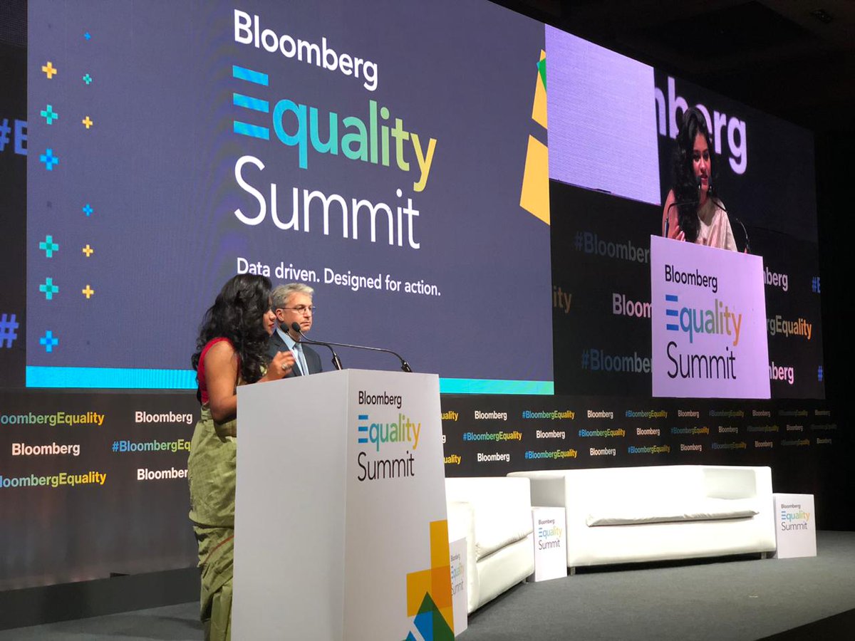 "We are here at the #BloombergEquality Summit to mobilize and bring new energy to the #HeForShe solidarity movement...Tonight we honour 5 Indian male CEOs who are committing to changing the world with us.": <a href="/SatyamNishtha/">Nishtha Satyam</a>, Deputy Representative, <a href="/unwomenindia/">UN Women India</a>.