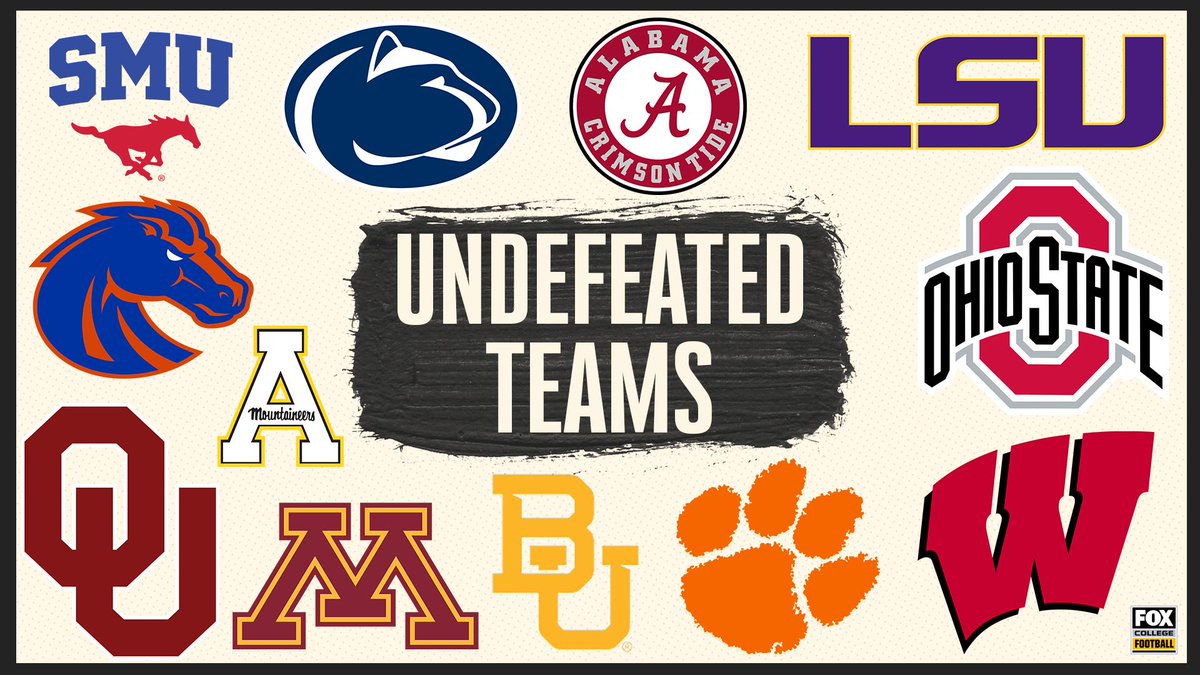 CFBONFOX's tweet image. Only 12 undefeated teams remain!

RT if your team is still on this graphic 🙌