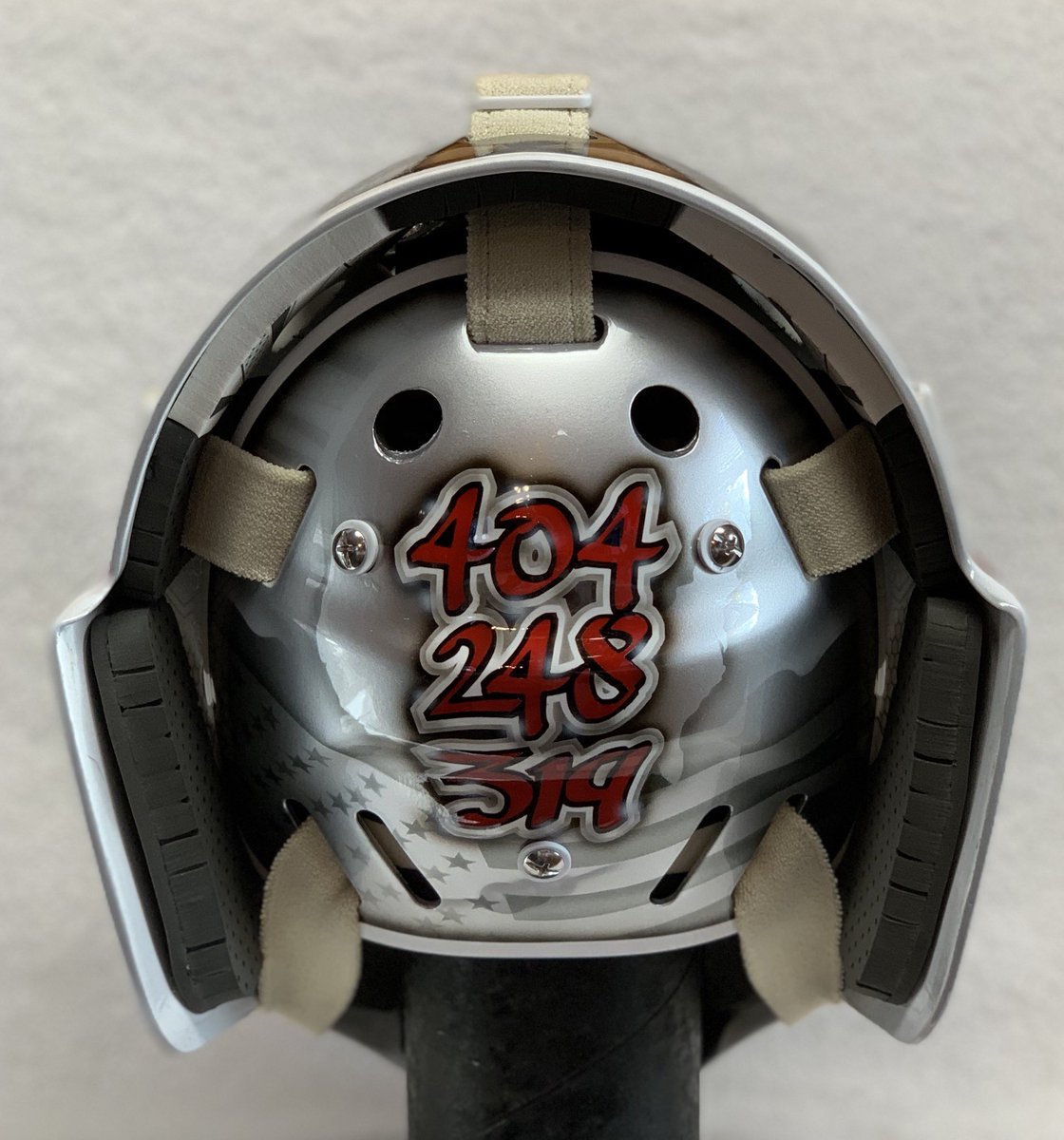 . <a href="/LoganStein29/">Logan Stein</a> <a href="/BlckHawksHockey/">Waterloo Black Hawks</a> mask is done and heading back to Party Town. Best of luck this year pal!!!! #NoWhiteBuckets #HHdFamily #2019MaskTour