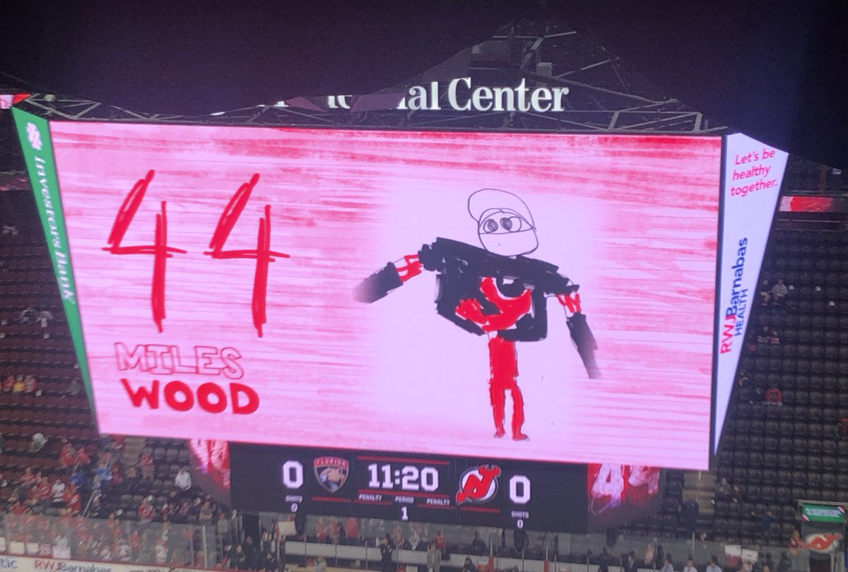 amandacstein's tweet photo. So, it’s Kids Day here for #NJDevils and during player warmups introductions, the team is featuring kid-drawn pictures of players. And it is amazing and hilarious! 😂 https://t.co/N8PM5Fo3F2