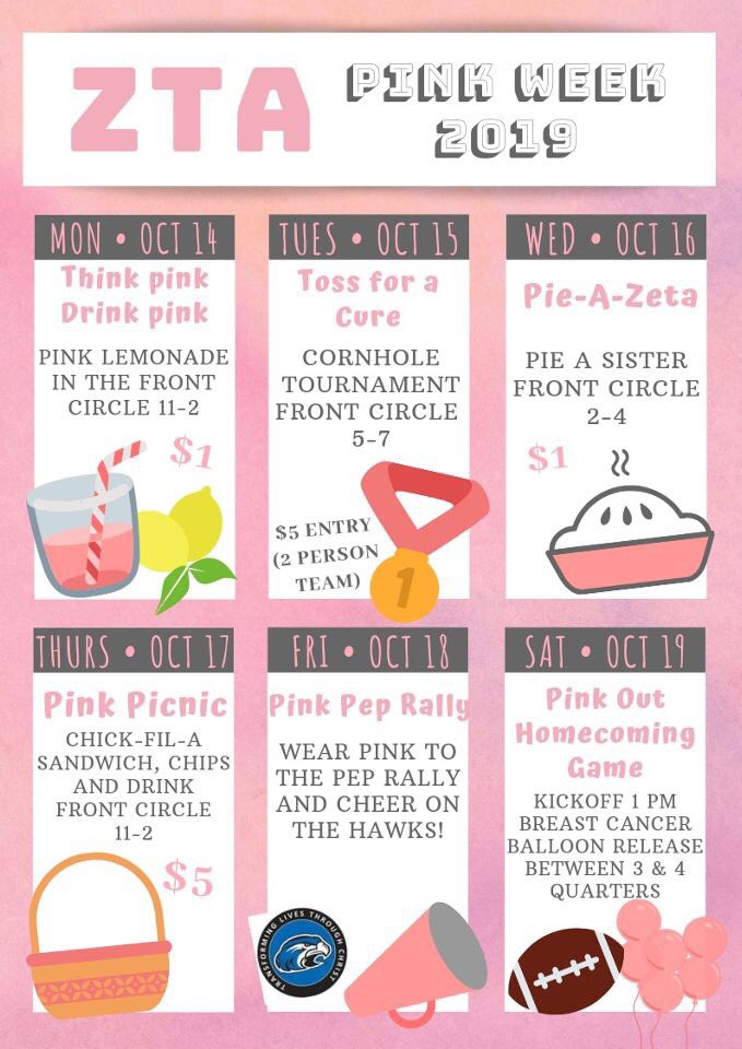 shorteruniv's tweet photo. 🎀It’s Pink Week at Shorter🎀

Check out the events @ZTAatShorter are hosting this week on campus! 

Support Breast Cancer Research! 

#ThinkPink #PinkWeek https://t.co/1qtLjod1rQ