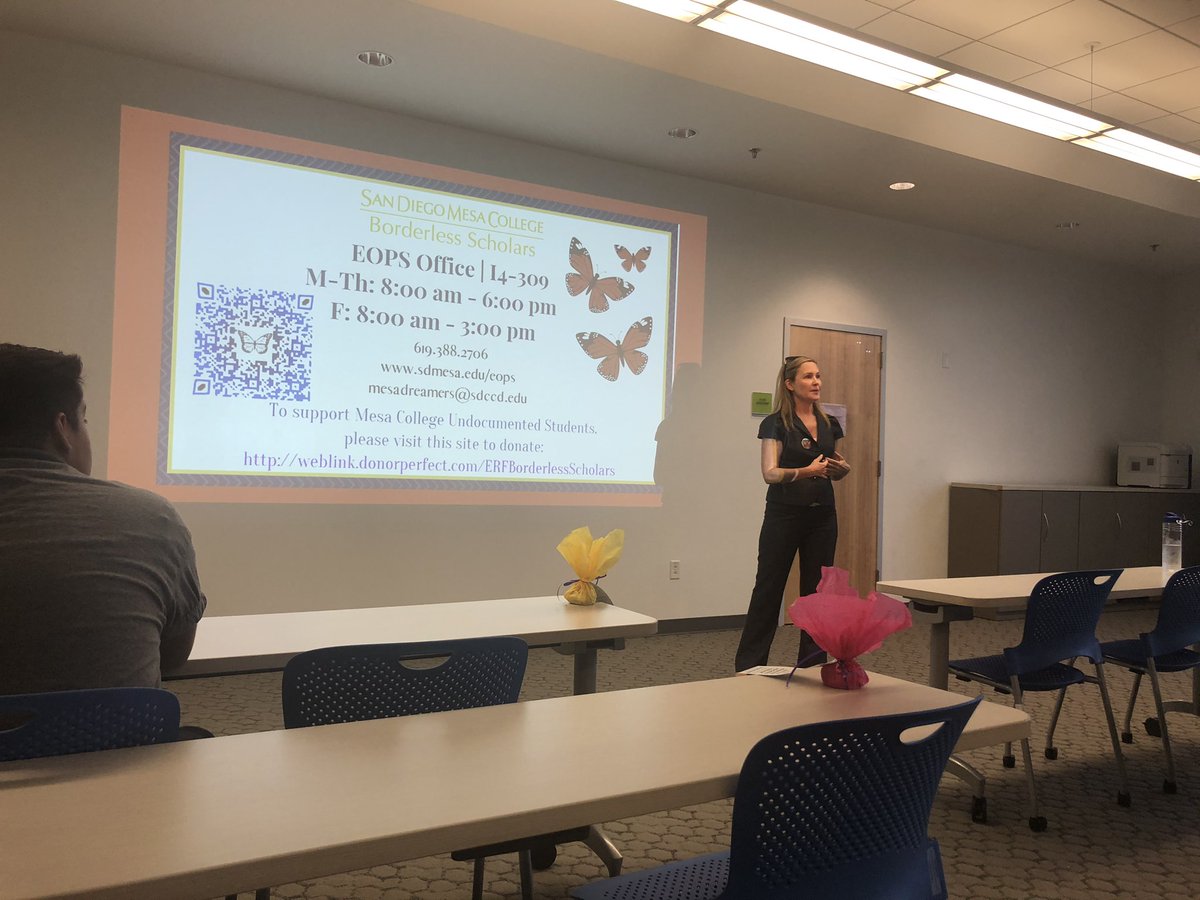 DrPamLuster's tweet photo. Know Your Rights Workshop happening right now @sdmesacollege - critical information for all of us as #allys and our students, families and colleagues. #UndocumentedStudentWeekofAction @SDMesaEOPS https://t.co/4OTn9YFy2Q