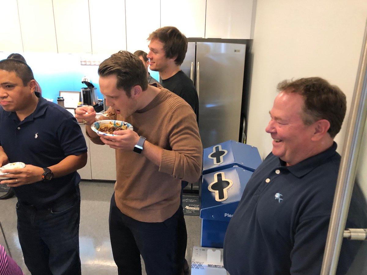TechnoMile's tweet photo. #OfficeRivalry Team TechnoMile is full and happy to announce our First Annual TechnoMie Chili Cook Off. With weeks and months of trash talk the day of competition was very proffesional but as always there can be only one winner, Matt Pinkston. Special thanks to all the cooks! https://t.co/iRAPyBs9a4