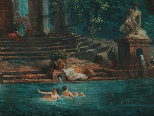 The Bathing Pool Hubert Robert, French painter (1733-1808)