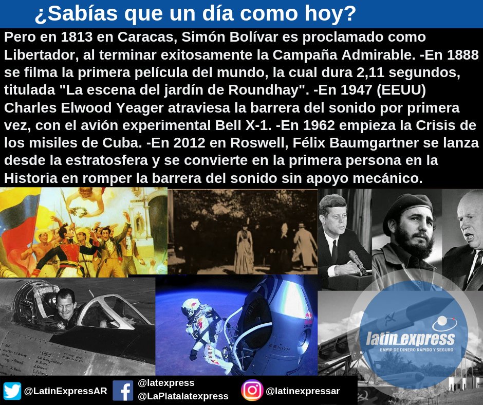 LatinExpressAR's tweet photo. #FelizLunesATodos #FelizLunes #BuenLunes #BuenLunesATodos #SabiasQue #UnDiaComoHoy... #LatinExpress #Giros #Remesas #Transferencias #EnvioDeDinero #Dolar #Euro #Argentina #Bolivia #Brasil #Colombia #Chile #Ecuador #Paraguay #Peru #RepublicaDominica y más de 200 https://t.co/ktAvDG4u8T