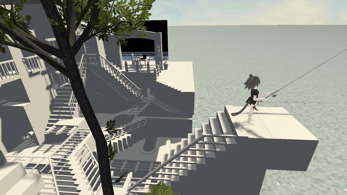 3marco Vrchatdj Doxさんの Escher S Relativity Room へ行きました エッシャーの だまし絵をテーマにしたワールドです 階段 扉 置物が全てが不自然なのに なぜこんなにも均等で美しいのか 海も綺麗で釣りの真似ができちゃう 鏡やペンや 動画