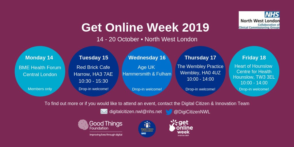 We have a jam packed week digitally enabling citizens around London for @getonlineweek ! Make sure you pop by and say hello at one of the dates below! Make sure you get your selfies taken too with Carol and @lucycolleer ! 🤗😊 <a href="/DigiCitizenNWL/">Digital Citizen & Innovation</a> @goodthingsfdn #digitalinclusion