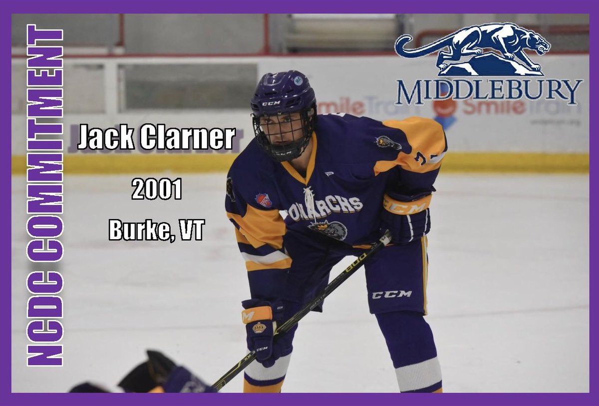 jrmonarchsCR's tweet photo. 🚨 NCDC COMMITMENT! 🚨 

Jack Clarner (@kimballunion) from our @USPHL @NHJRMONARCHS NCDC team has committed to Middlebury College! 

Read the story here: https://t.co/V3ngS7qSJm https://t.co/fK9T7ZYLcl