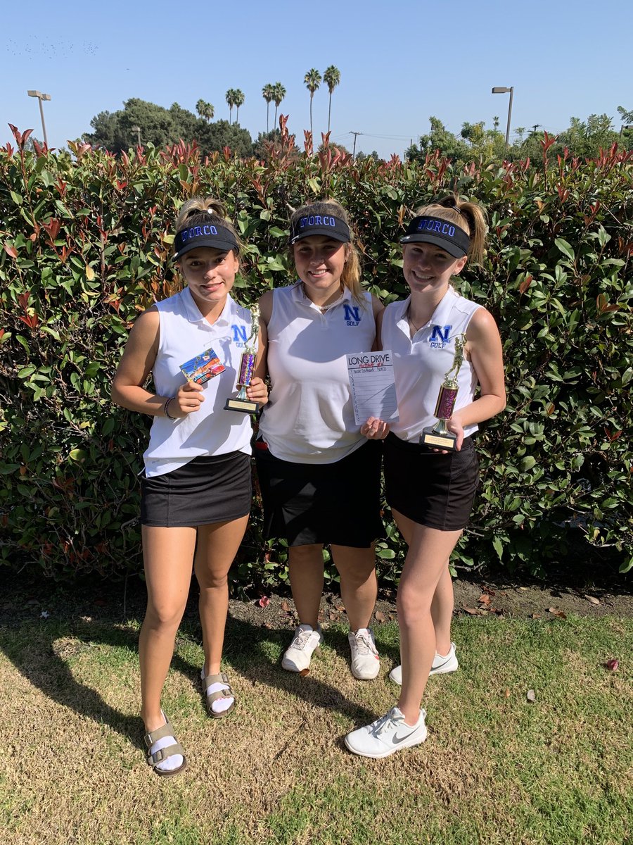 NorcoHSGolf's tweet photo. NHS Girls’ Golf came to play!  Walking away with some hardware...Longest Drive and a 3rd overall finish!  ⁦Congrats girls!  @NorcoHS_sports⁩ ⁦@NorcoHighSchool⁩ https://t.co/YeJClxKI3X