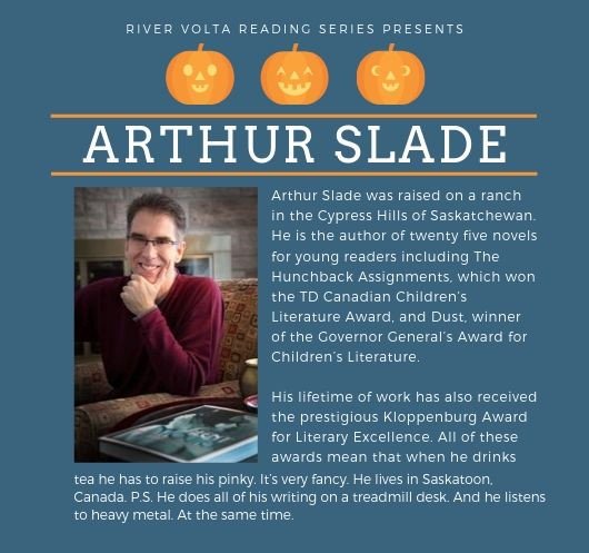 River_Volta's tweet photo. Just two more nights until our October Volta event! Join us for what is sure to be an exciting reading from @arthurslade! #yxereads #usask #rivervolta #yxe #saskatooning https://t.co/OLLV8O9uPR