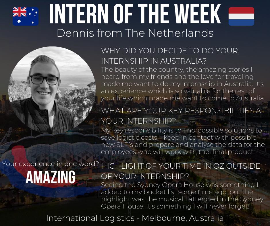 intern_nzoz's tweet photo. 🗂 Intern of the Week ||

Dennis from The Netherlands is our Intern of the Week! 😃
He is doing his International Logistics Internship in Melbourne, Australia. 🤓

Thanks for sharing your experience with us! 😎 https://t.co/kNxc5QDbyF